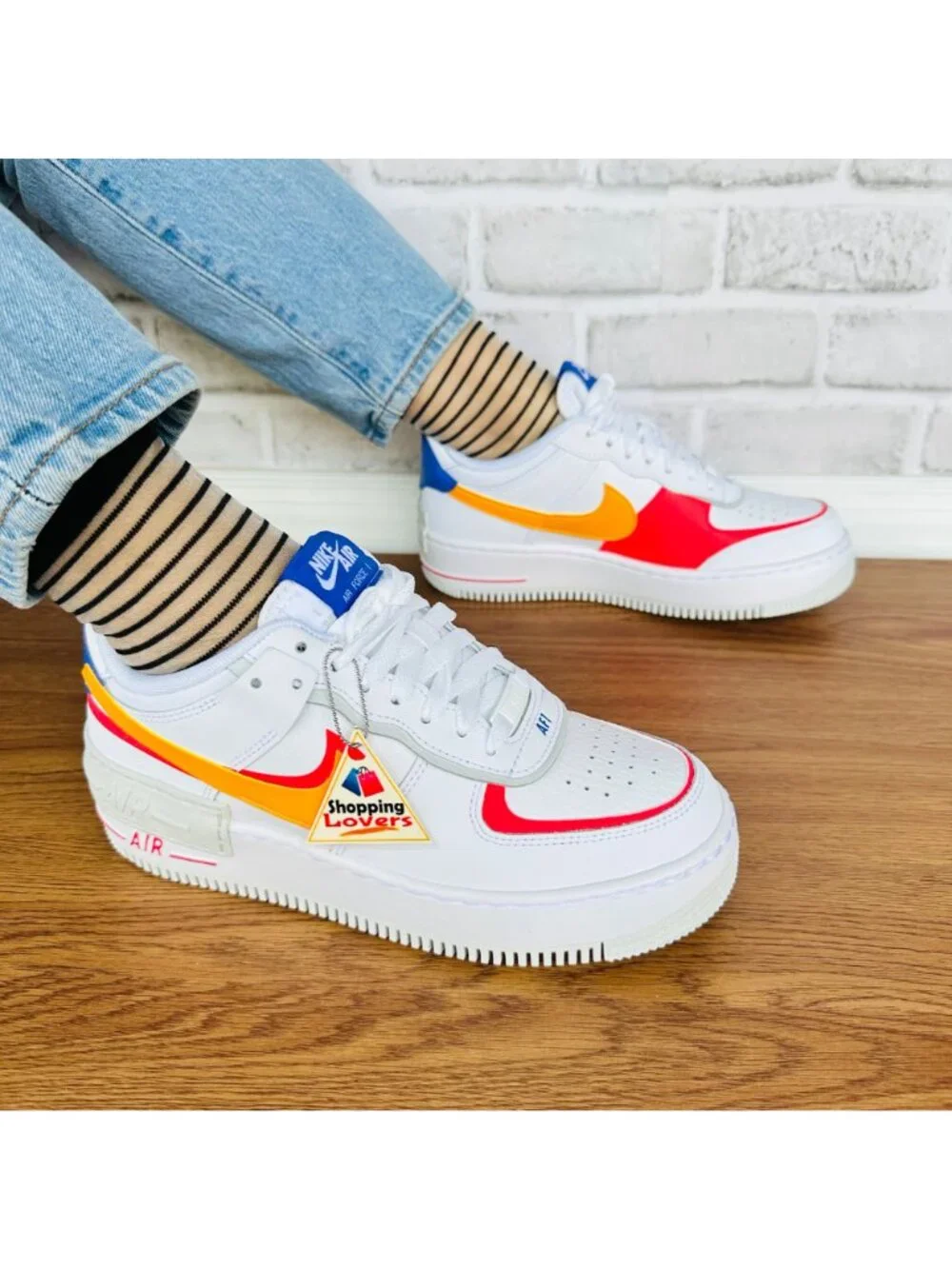⭐Nike Air Force 1 Shadow 6.5 Womens Retro Shoes Sneakers White Orange DZ1847-100 - Picture 2 of 14